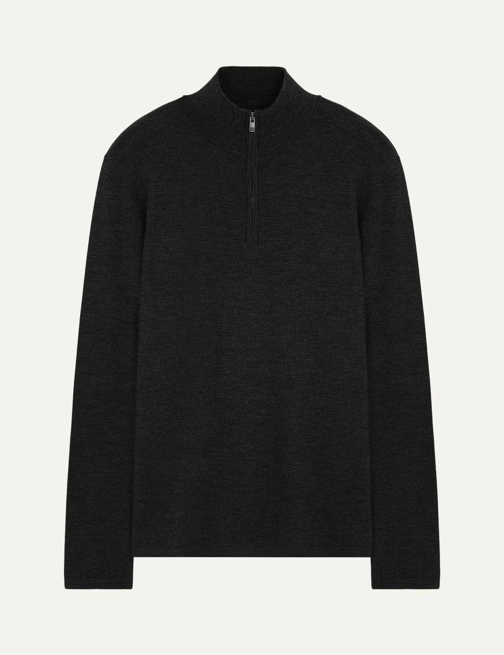 Majestic Filatures men's charcoal merino wool quarter zip sweater
