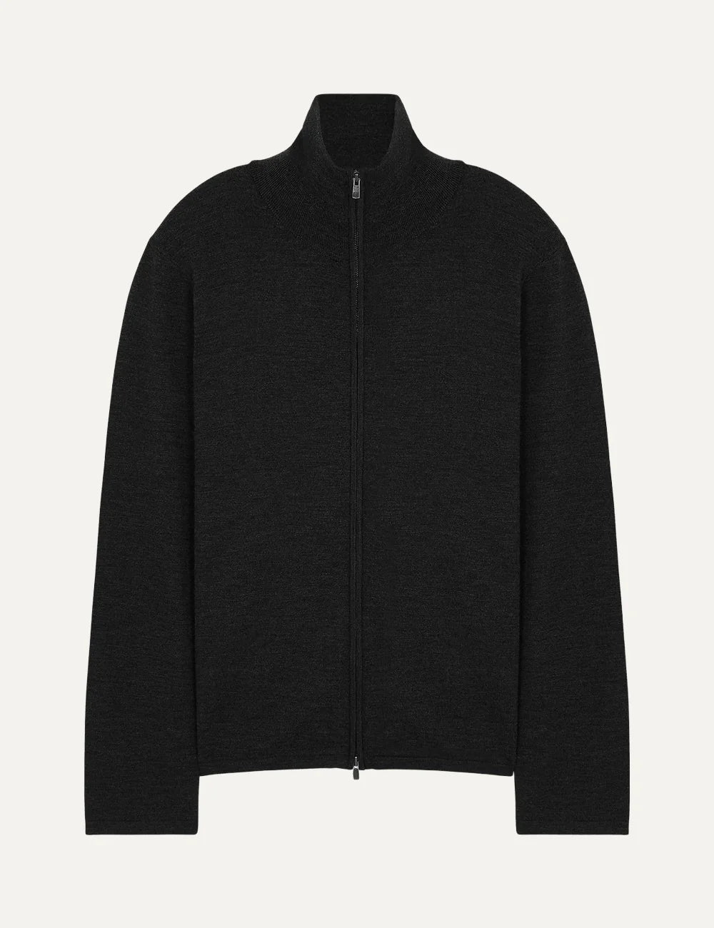 Majestic Filatures men's charcoal merino wool zip-up cardigan