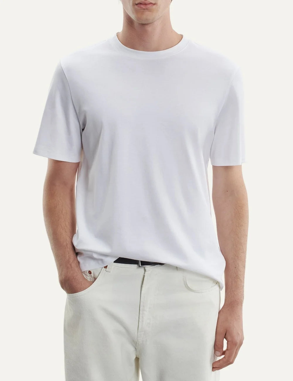 Majestic Filatures men's white Supima cotton short sleeve T-shirt model