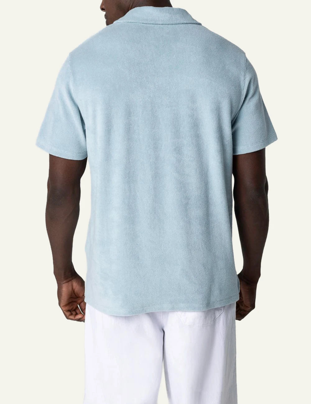 Majestic Filatures polo light blue cotton polyamide short sleeve back view