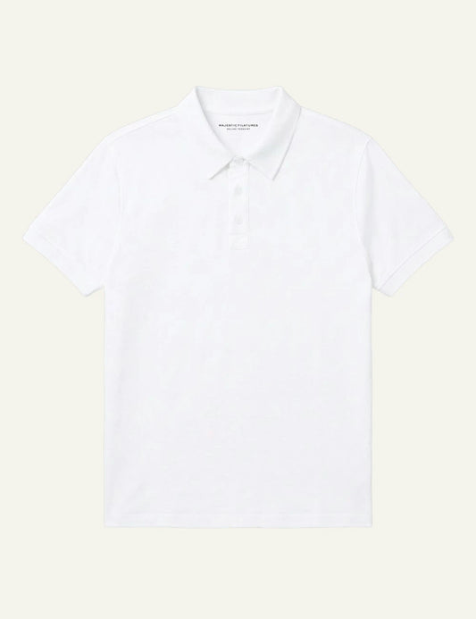 Majestic Filatures polo white linen elastane polo collar front flat view