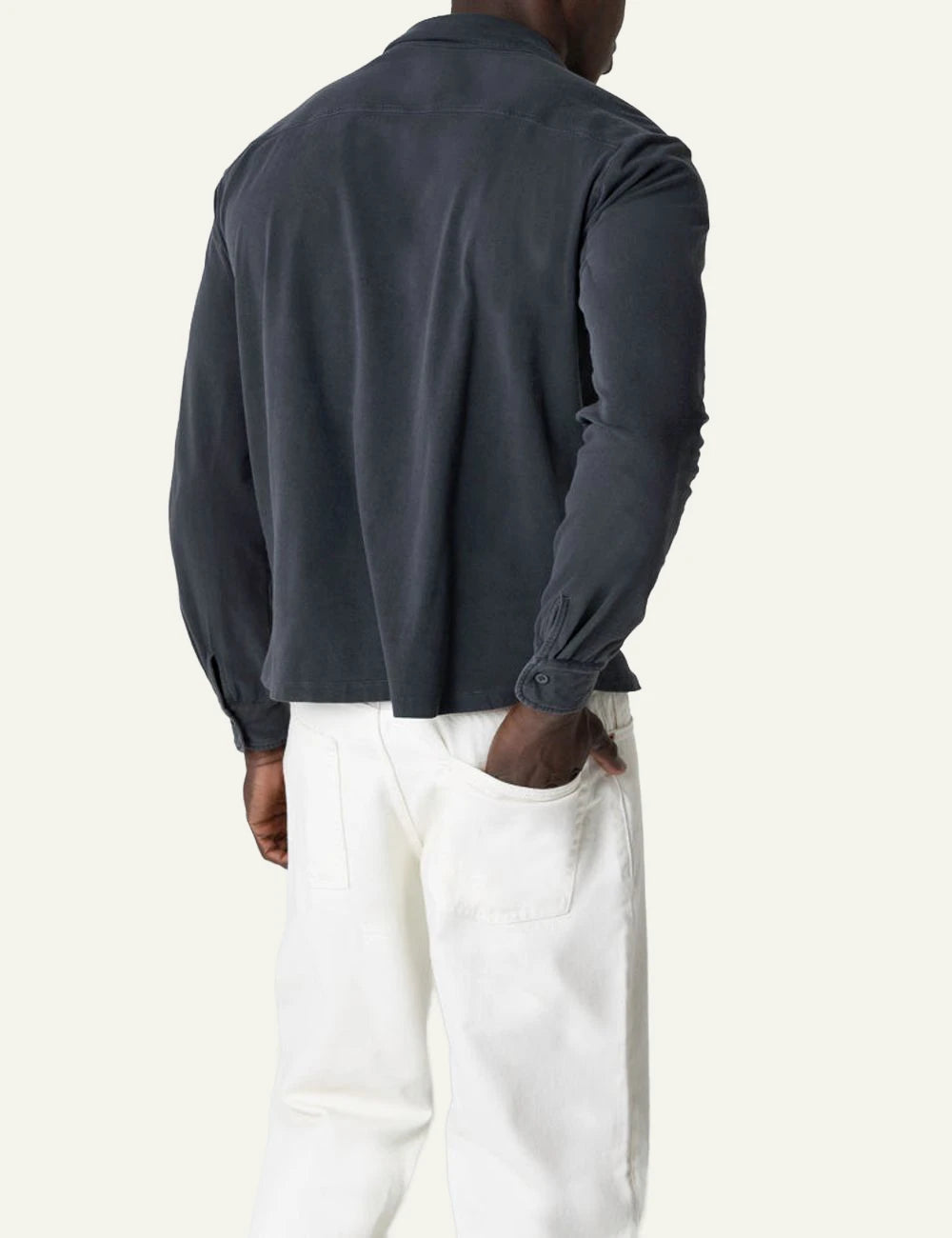 Majestic Filatures poukamiso dark grey organic cotton elastane long sleeve back view