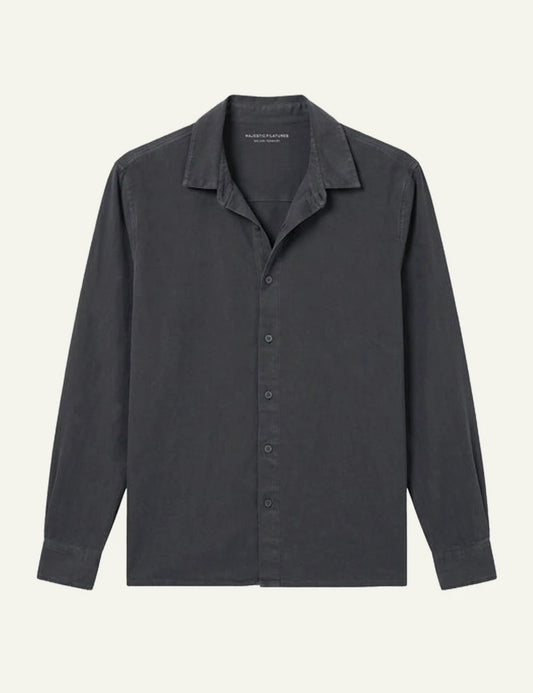 Majestic Filatures poukamiso dark grey organic cotton elastane long sleeve front flat view