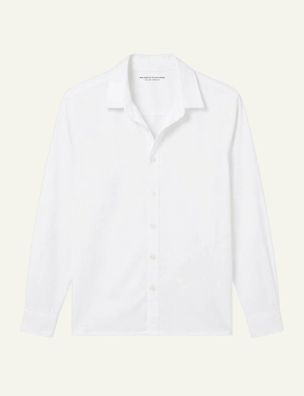 Majestic Filatures shirt white organic cotton elastane long sleeve front flat view