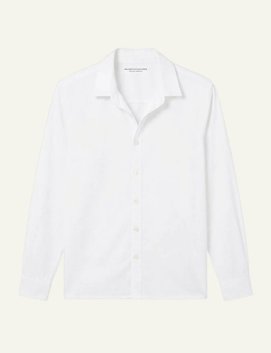 Majestic Filatures shirt white organic cotton elastane long sleeve front flat view