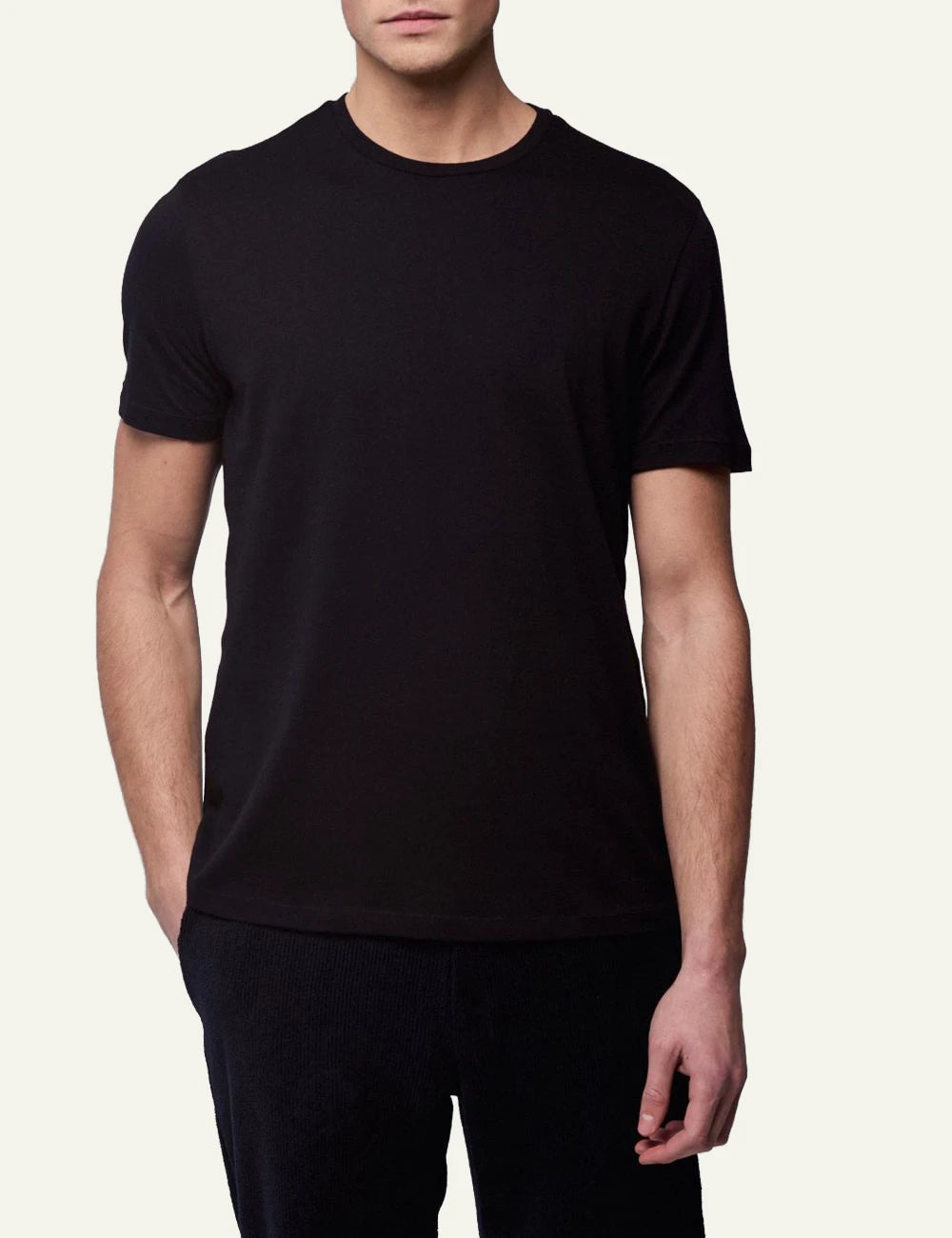 Majestic Filatures t-shirt black cotton crewneck front model view
