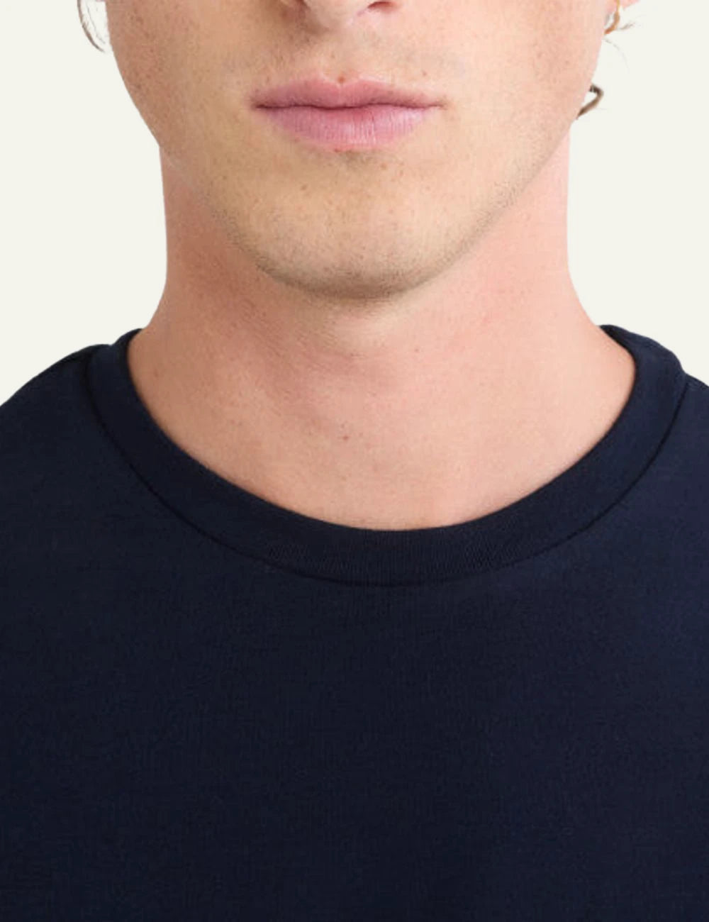 Majestic Filatures t-shirt navy cotton crewneck front detail view