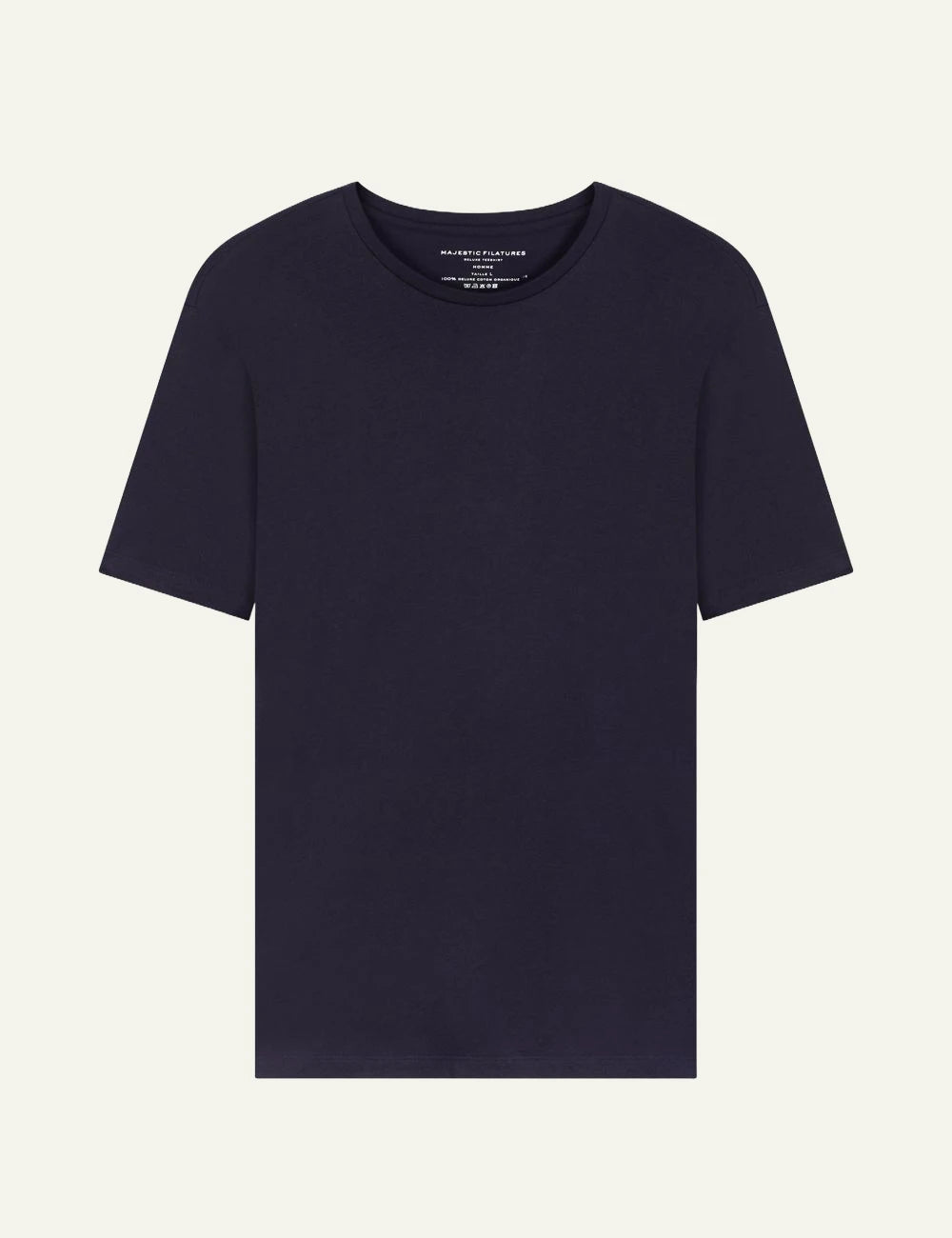 Majestic Filatures t-shirt navy cotton crewneck front flat view