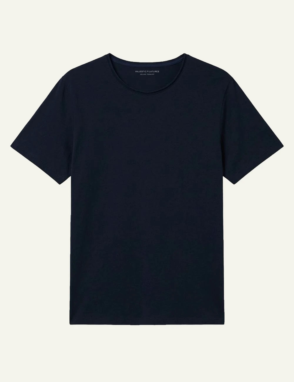 Majestic Filatures t-shirt navy organic cotton crewneck front flat view