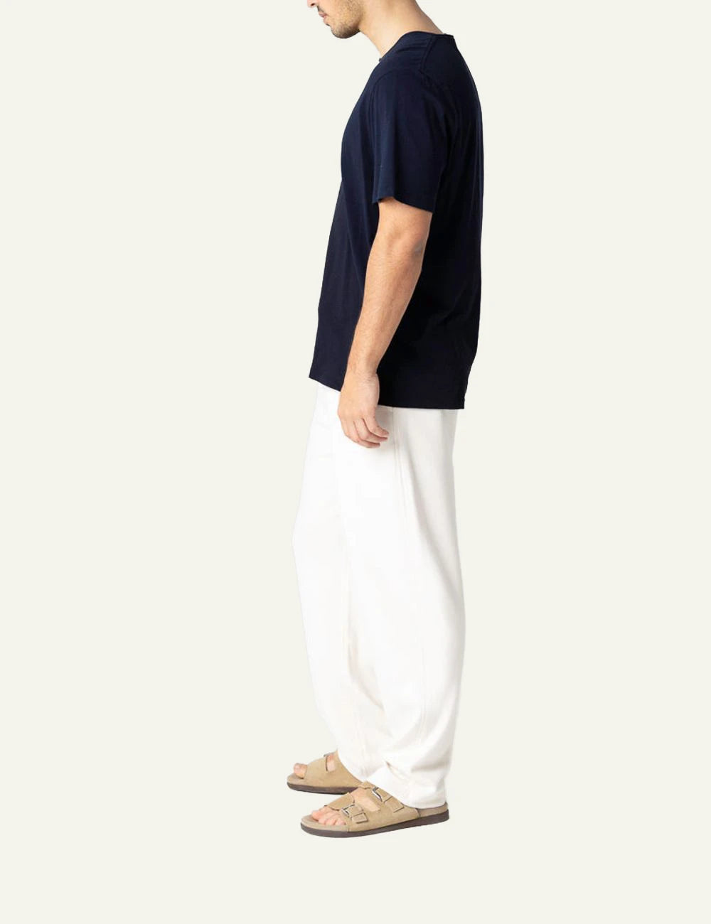 Majestic Filatures t-shirt navy organic cotton crewneck side view