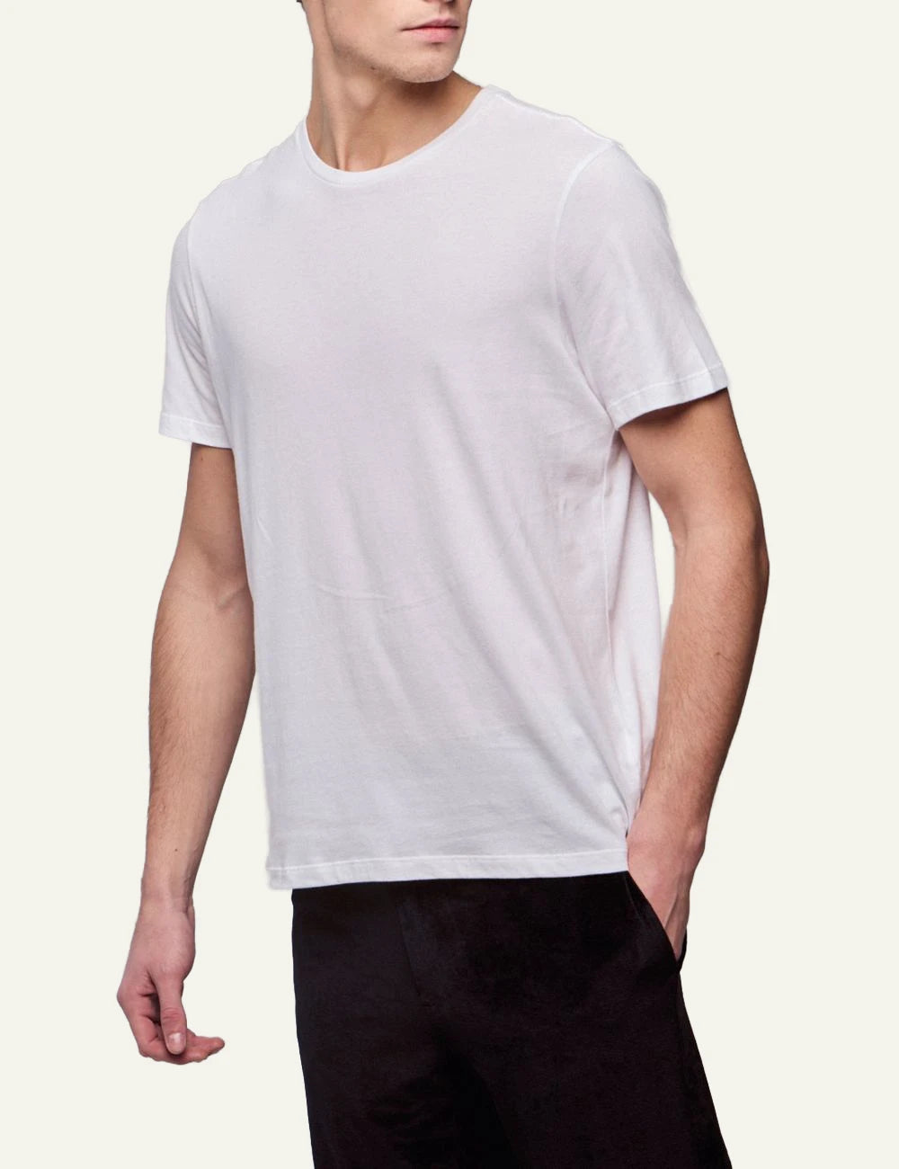 Majestic Filatures t-shirt white cotton crewneck front model view