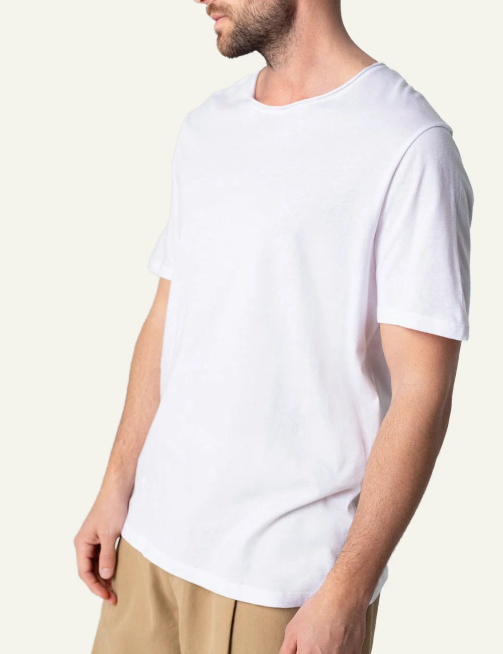 Majestic Filatures t-shirt white organic cotton crewneck side view