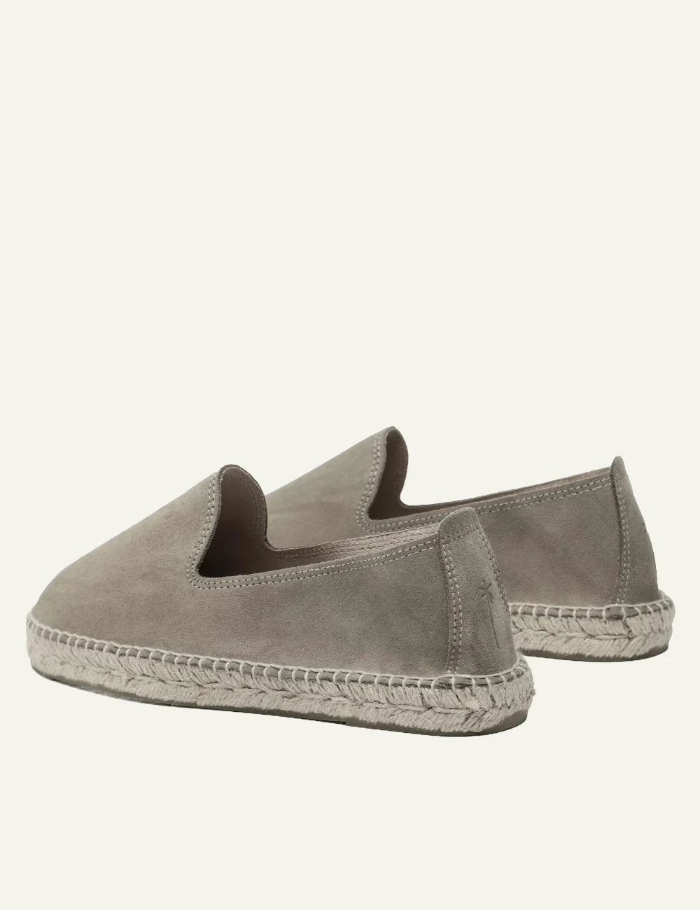 Manebi espadrilles forest green suede slip on flat rope sole back view