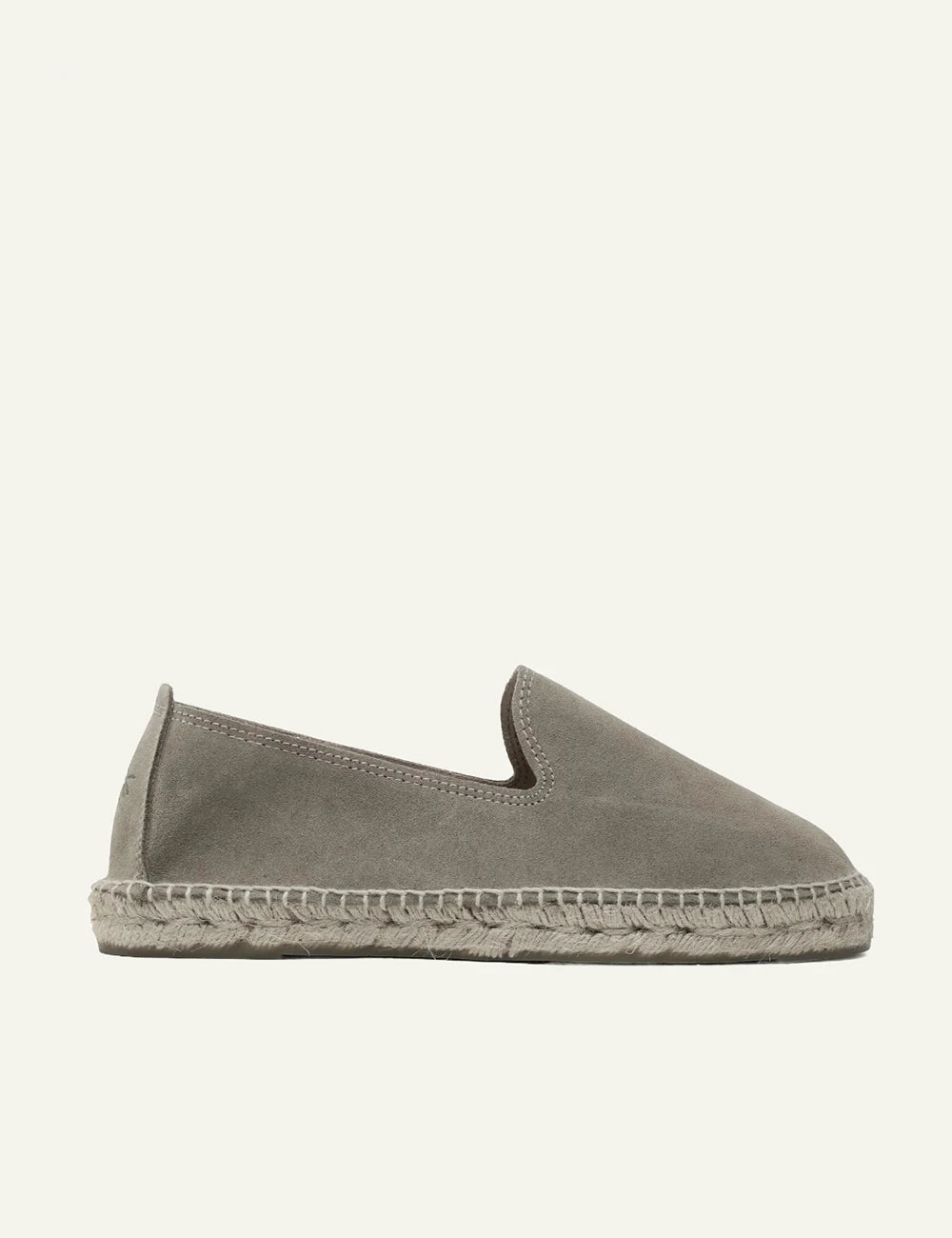 Manebi espadrilles forest green suede slip on flat rope sole side view