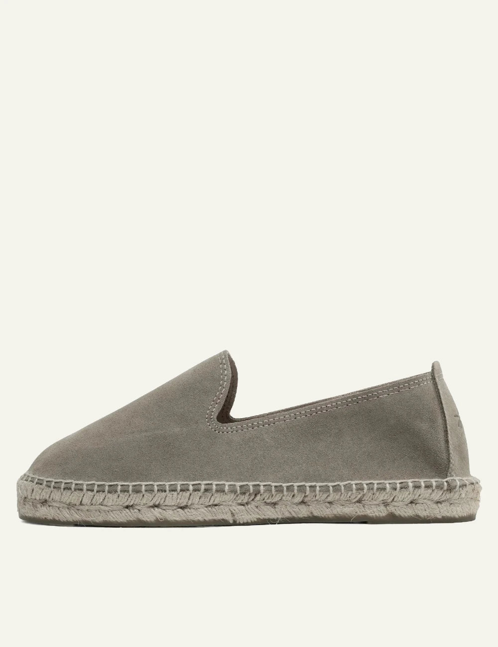 Manebi espadrilles forest green suede slip on flat rope sole side view