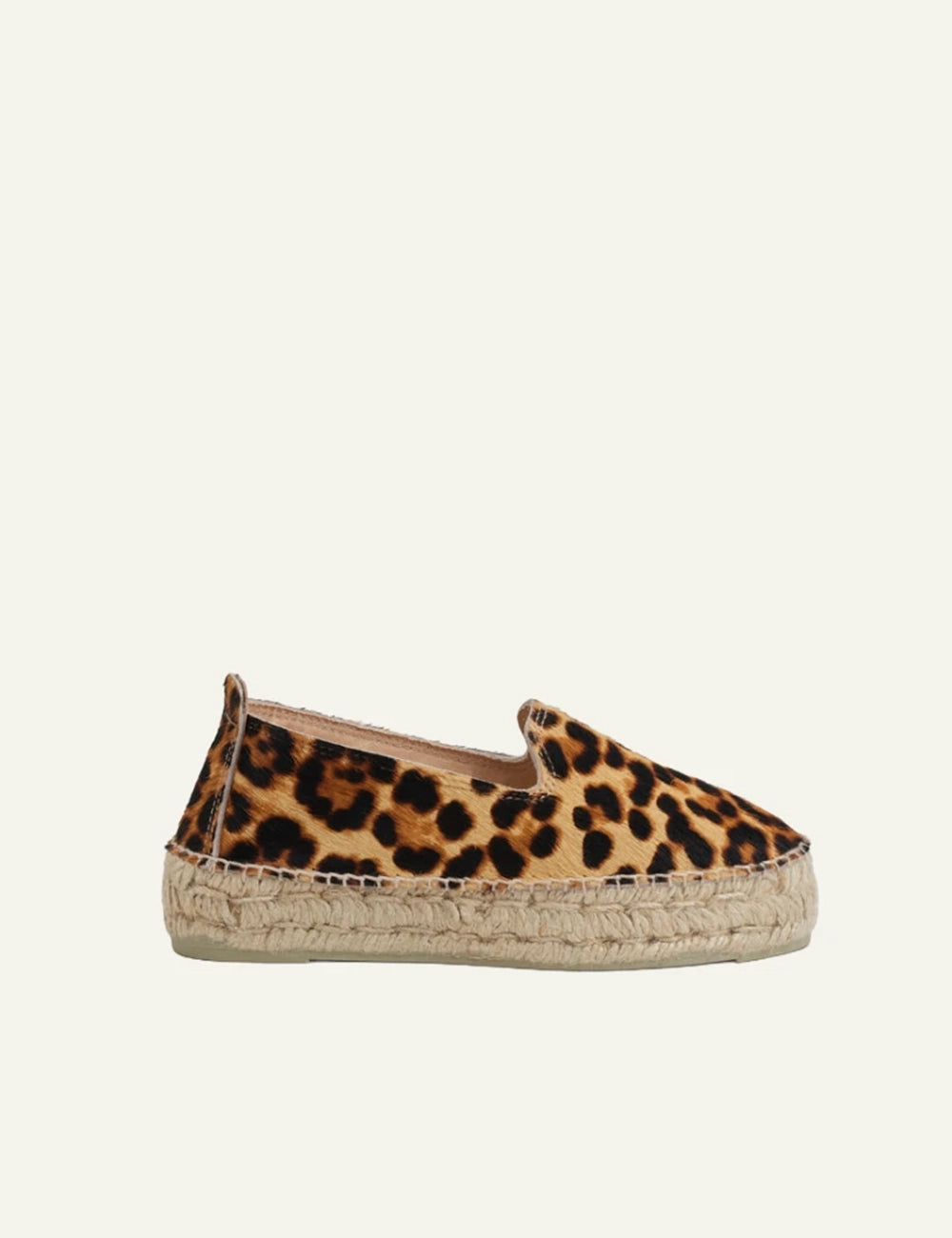Manebi espadrilles leopard calf hair slip-on side view