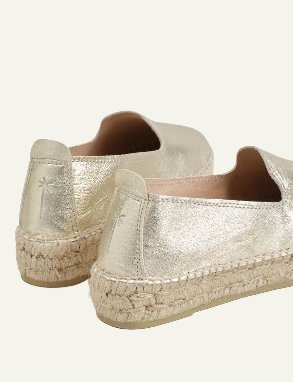 Manebi espadrilles metallic gold slip-on back view