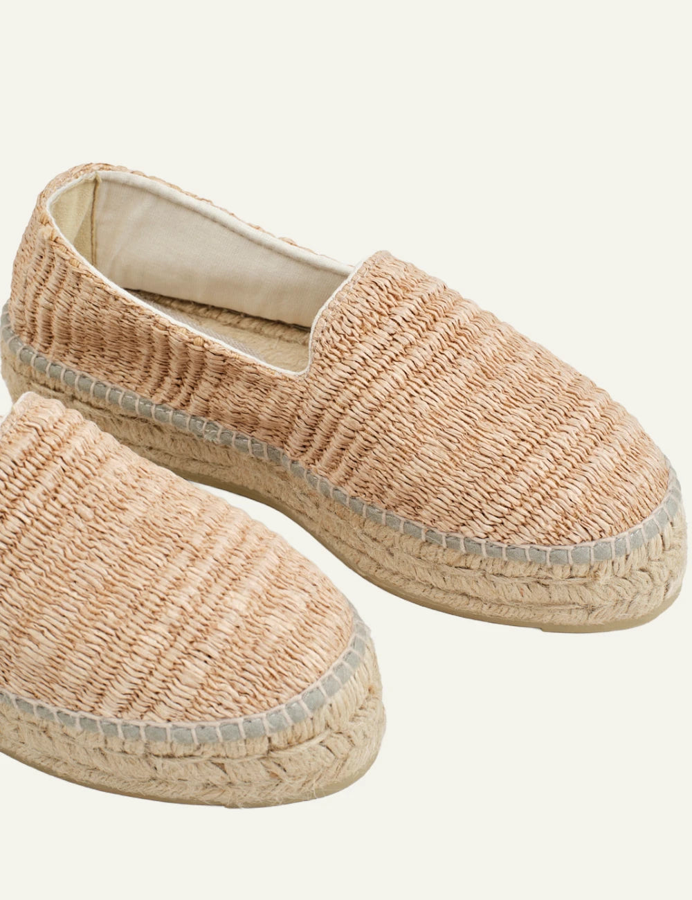 Manebi raffia espadrilles slip-on natural jute sole top view