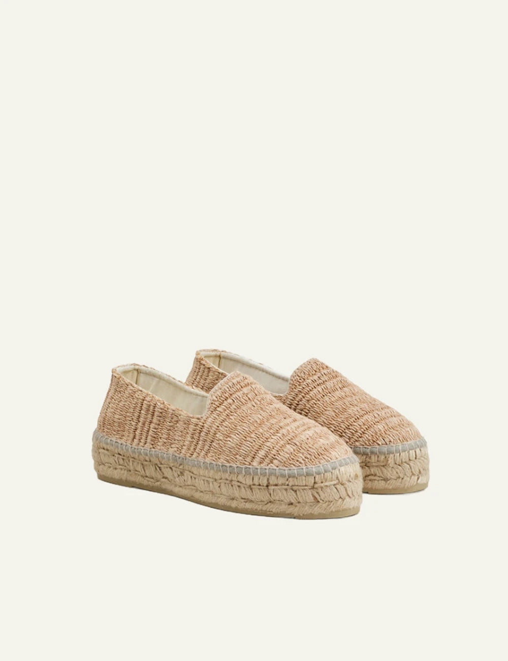Manebi raffia espadrilles slip-on natural jute sole side view