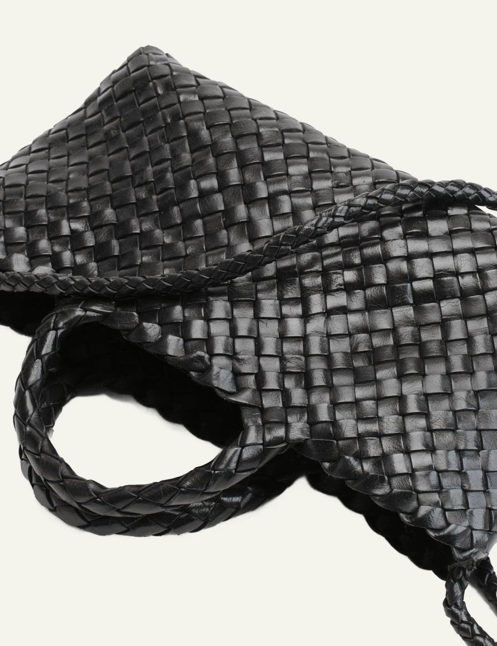 Manebi Anse mini woven leather bag black side view