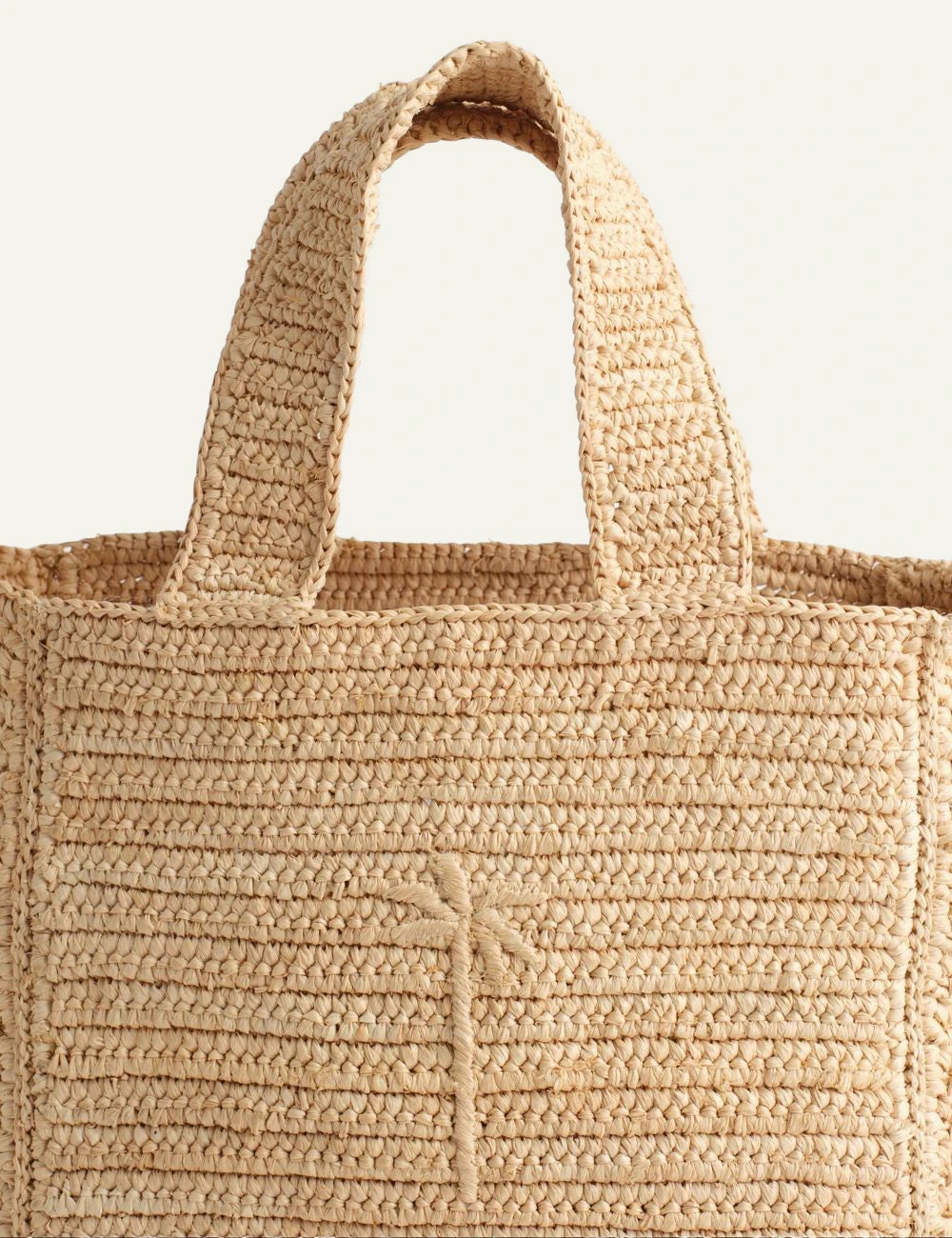 Manebi Zuma small raffia bag natural front detail view