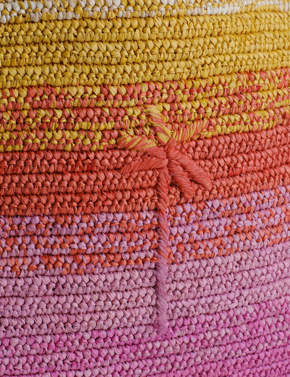Manebi Zuma raffia bag sunset glow multicolor front detail view