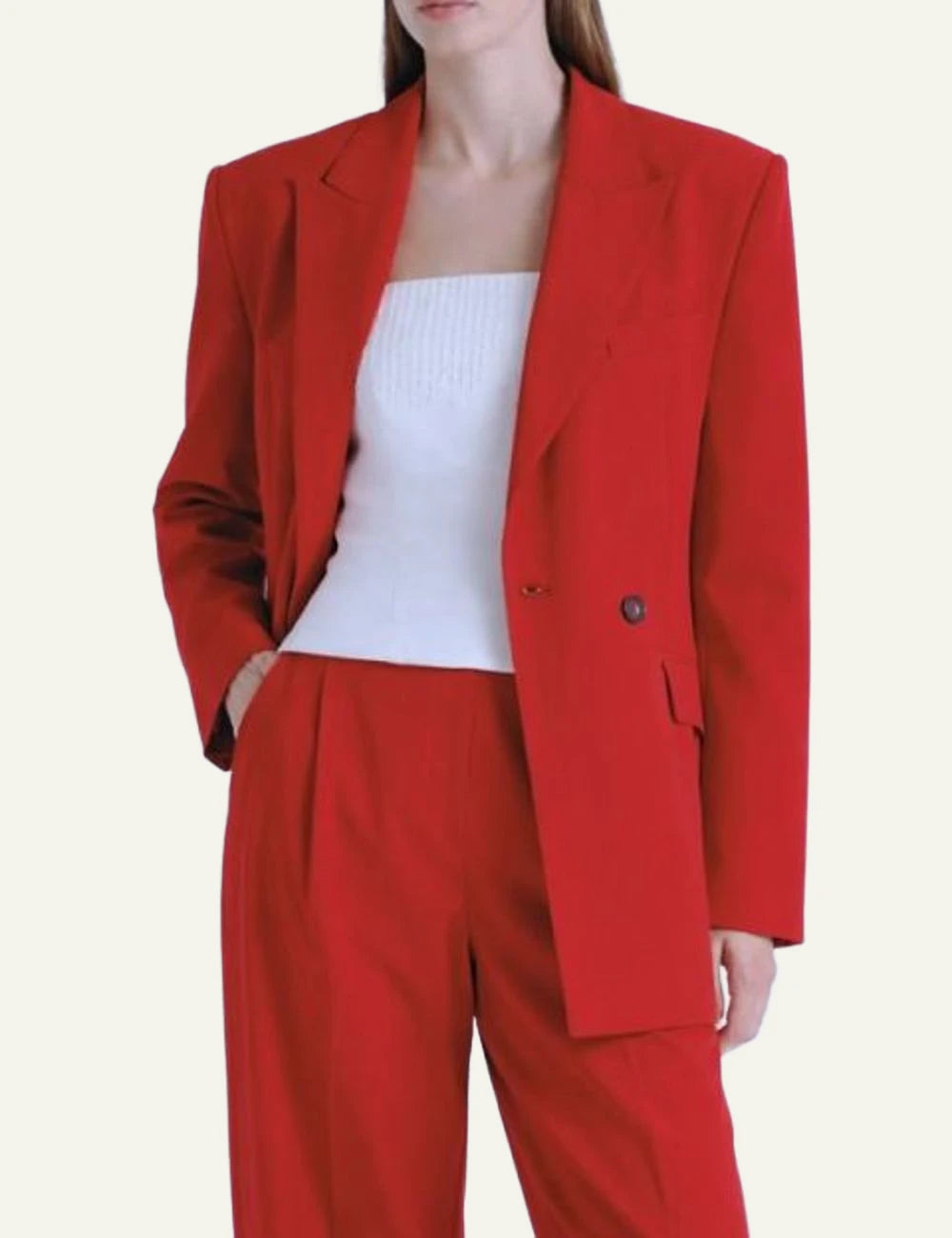 Marella blazer red double breasted style front model view
