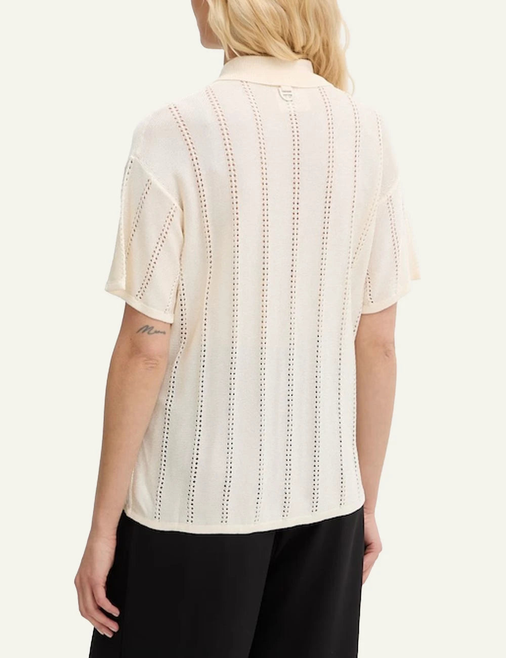 Marella cardigan beige short_sleeve knit button_up relaxed_fit back view
