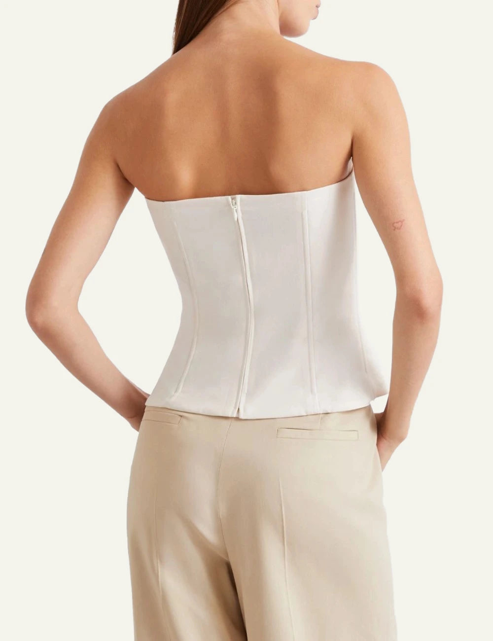 Marella corset top white strapless beaded back view