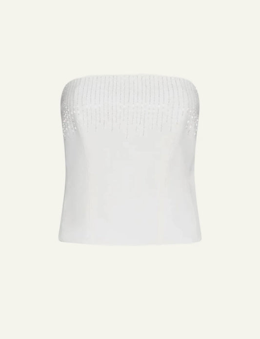 Marella corset top white strapless beaded front flat view