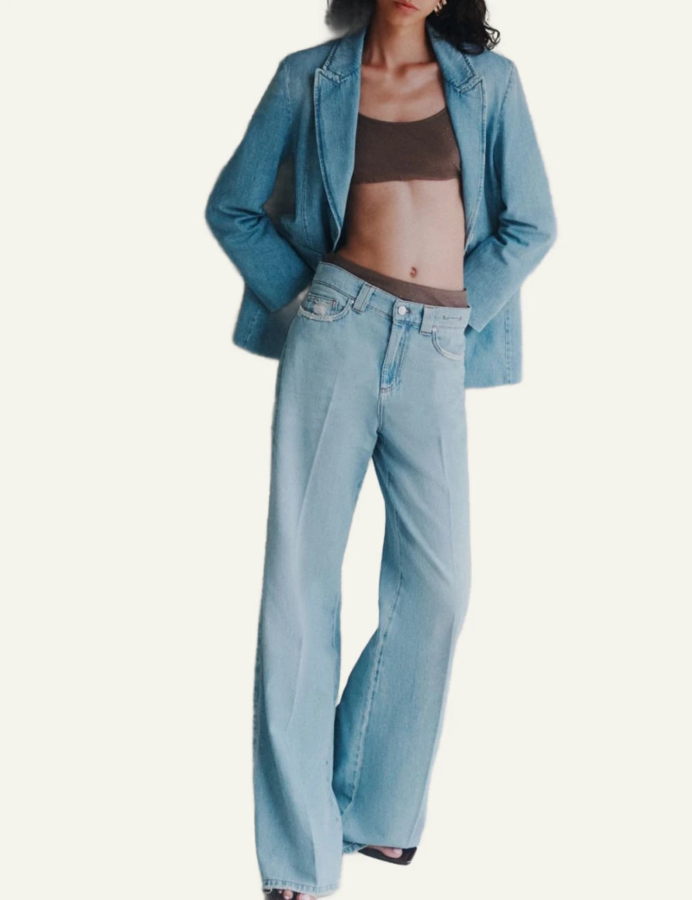 Marella light blue wide leg jeans side