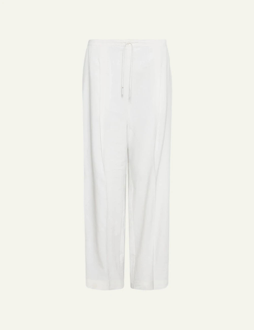 Marella linen viscose trousers white wide leg drawstring front flat view
