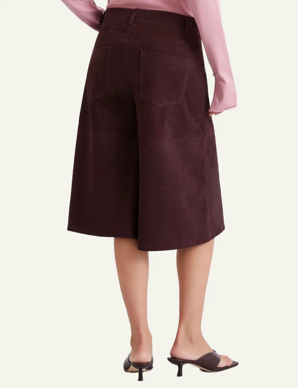 Marella suede culottes burgundy wide_leg front back view