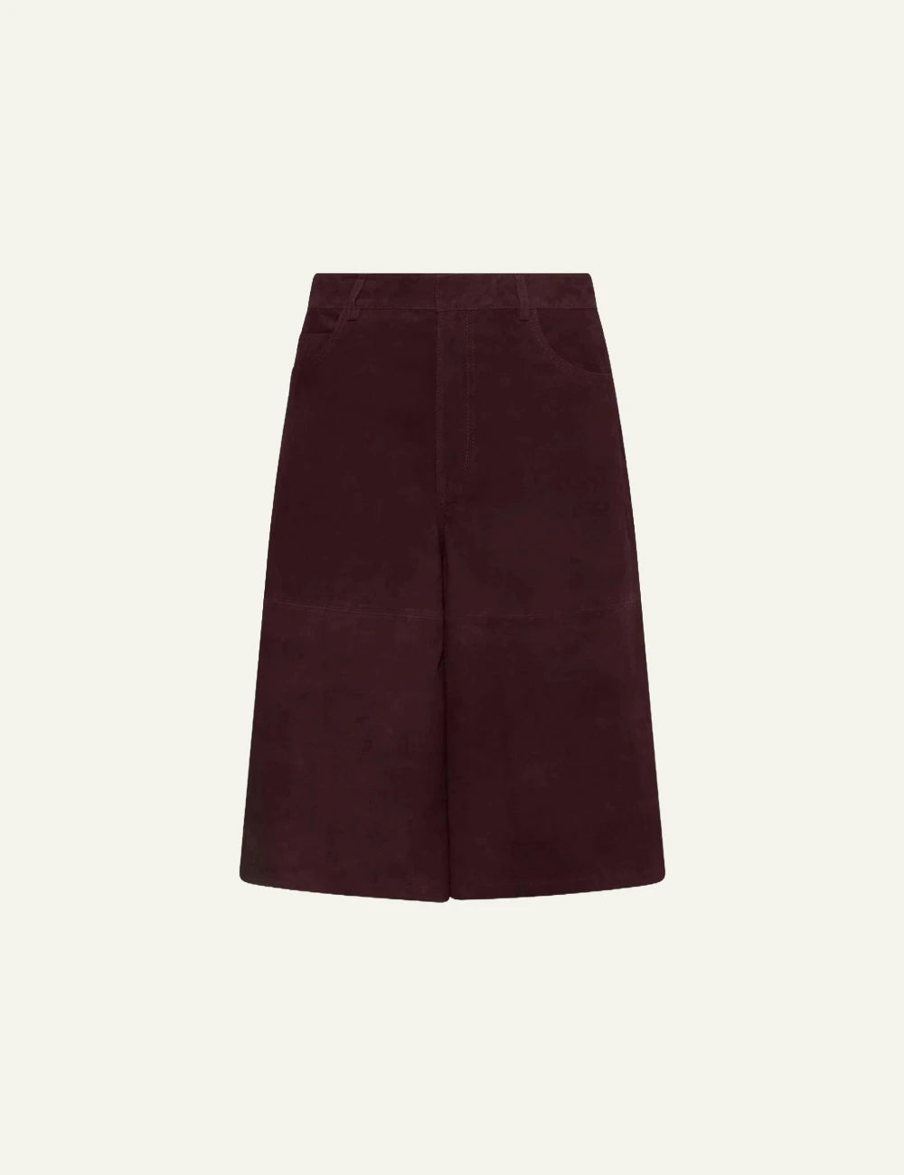 Marella suede culottes burgundy wide_leg front detail view