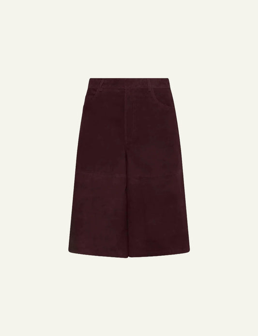 Marella suede culottes burgundy wide_leg front detail view