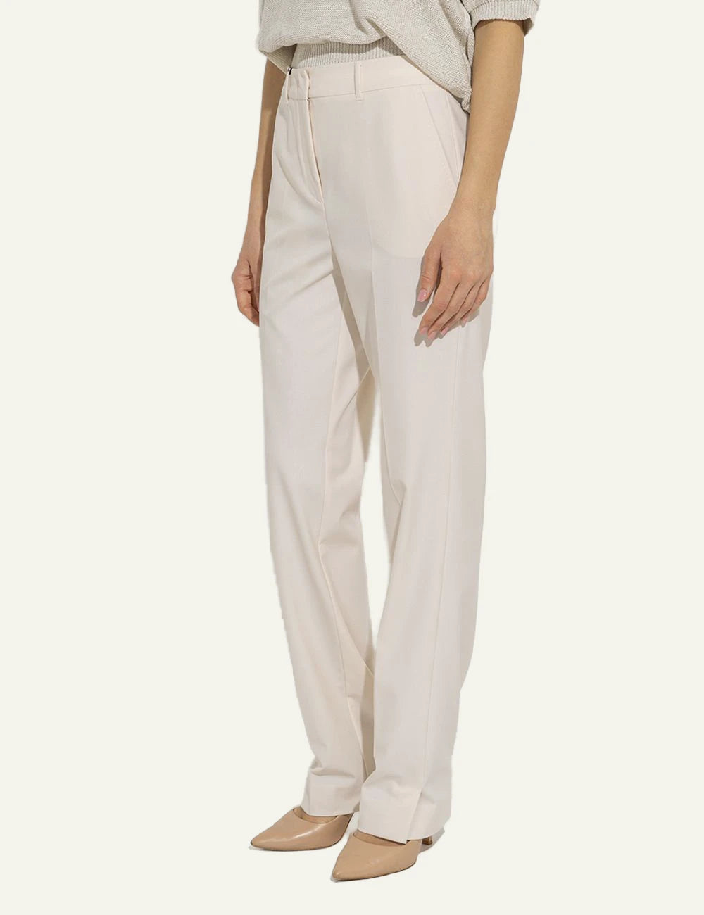 Marella tailored pants beige slim fit side view