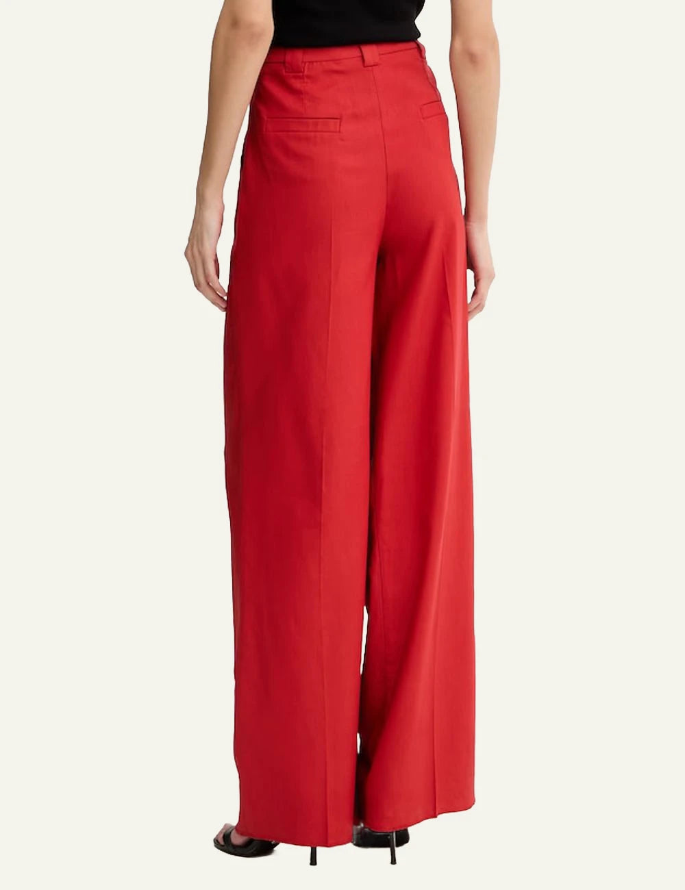 Marella trousers wide_leg red high_waist pleated back view