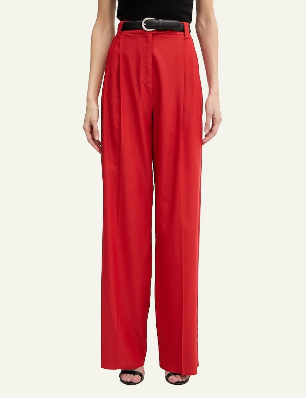 Marella trousers wide_leg red high_waist pleated front model view