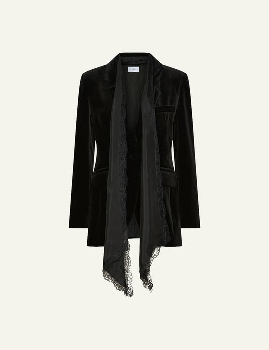 Marella Women’s Black Cotton Velvet Blazer With Silk Scarf
