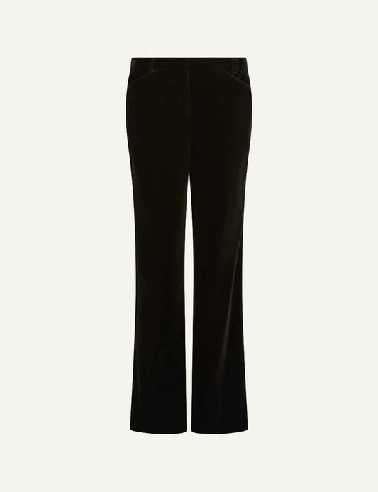 Marella Women’s Black Slim-Fit Stretch Cotton Velvet Trousers