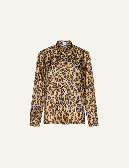 Marella Women’s Brown Leopard Print Habutai Silk Shirt