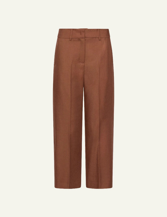 Marella Women’s Brown Wool Twill Straight-Leg Trousers