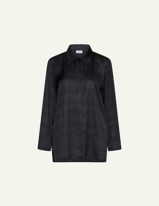 Marella Women’s Dark Blue Checked Viscose Twill Shirt
