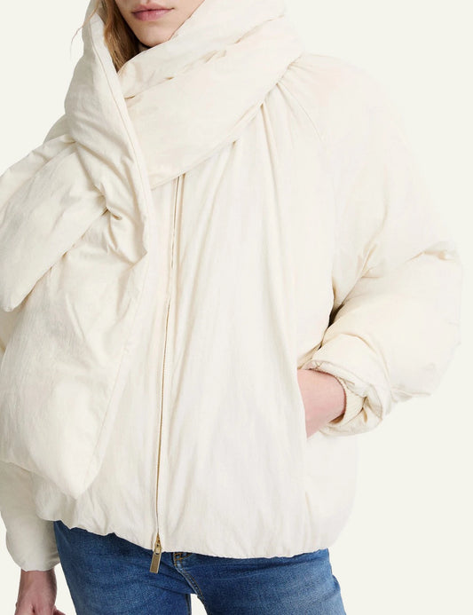  Marella Women’s Ivory Goose Down Padded Bomber Jacket
