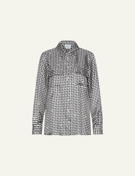 Marella Women’s White And Black Printed Silk Twill Shirt