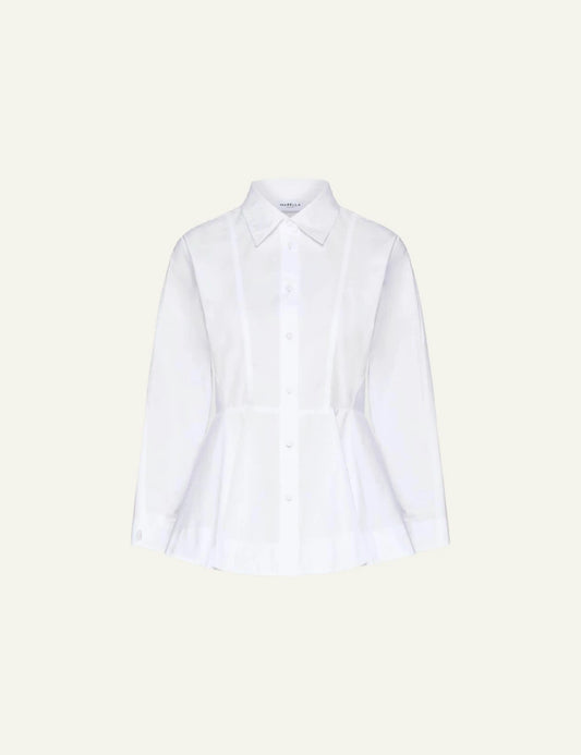  Marella Women’s White Cotton Poplin Peplum Shirt