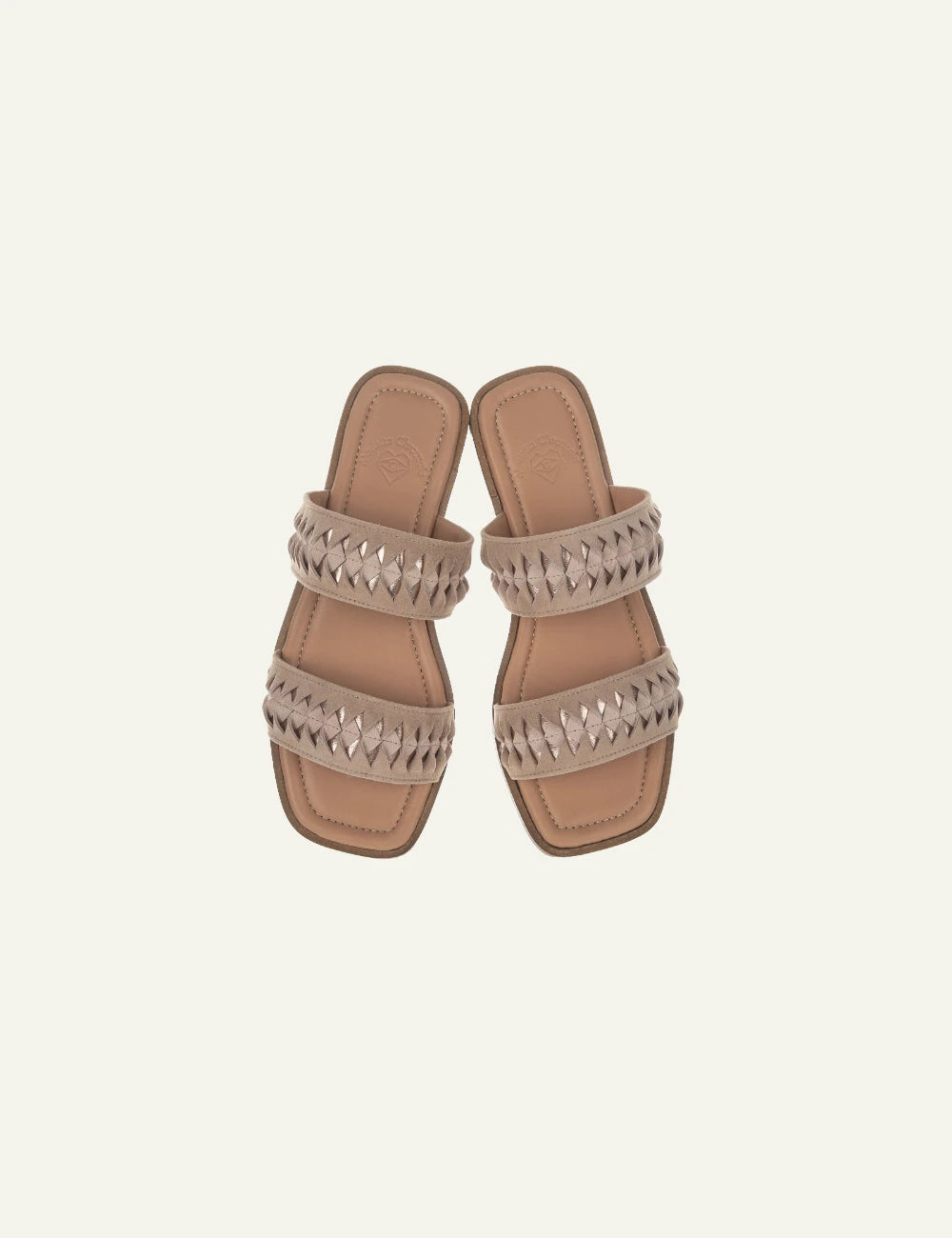 Marietta Chrousala Amaryllis sandals beige leather double strap flat top
