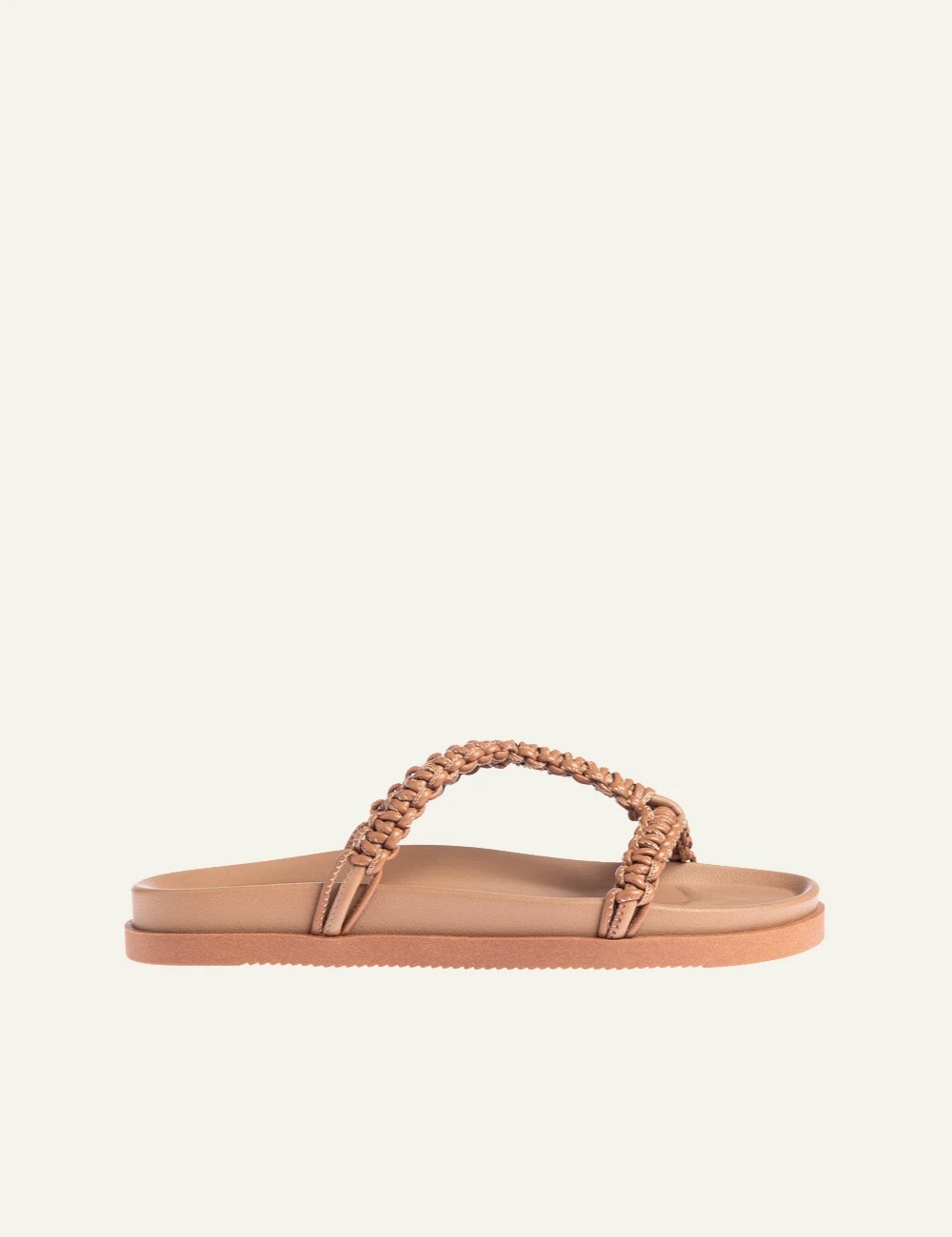 Marietta Chrousala sandals taba leather braided strap flat side
