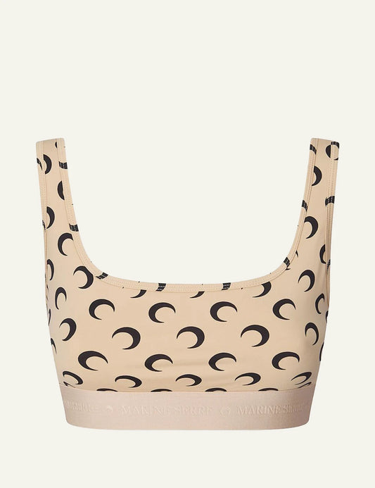 Marine Serre beige moon print bralette front view