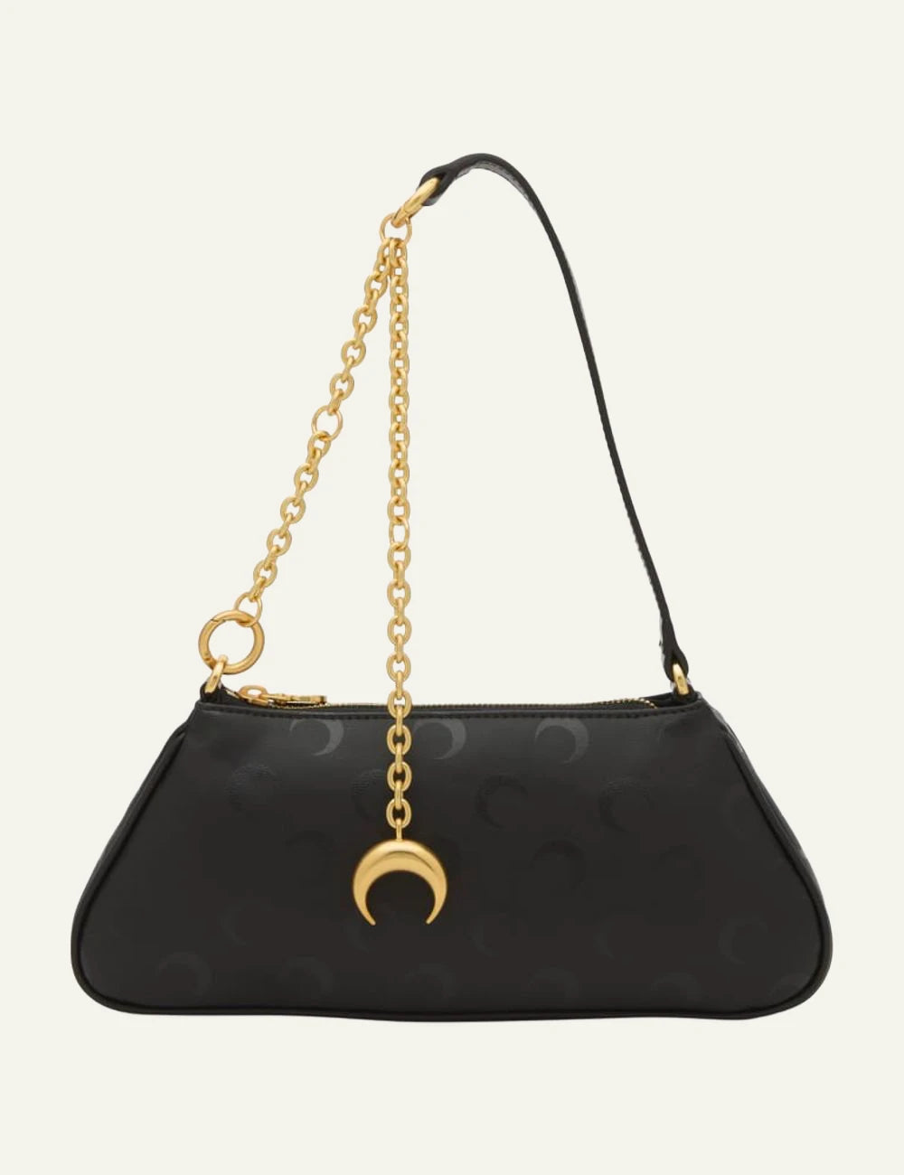 Marine Serre moon pattern shoulder bag black me xrysi alusida front view